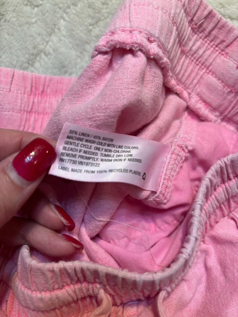 Universal Thread Shorts XS Pink Linen Rayon Elastic Waist Drawstring Casual